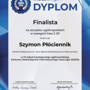 Otwórz zdjęcie - Dyplom Szymona L.