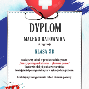 Otwórz zdjęcie - Dyplom Małego Ratownika dla klasy 5d