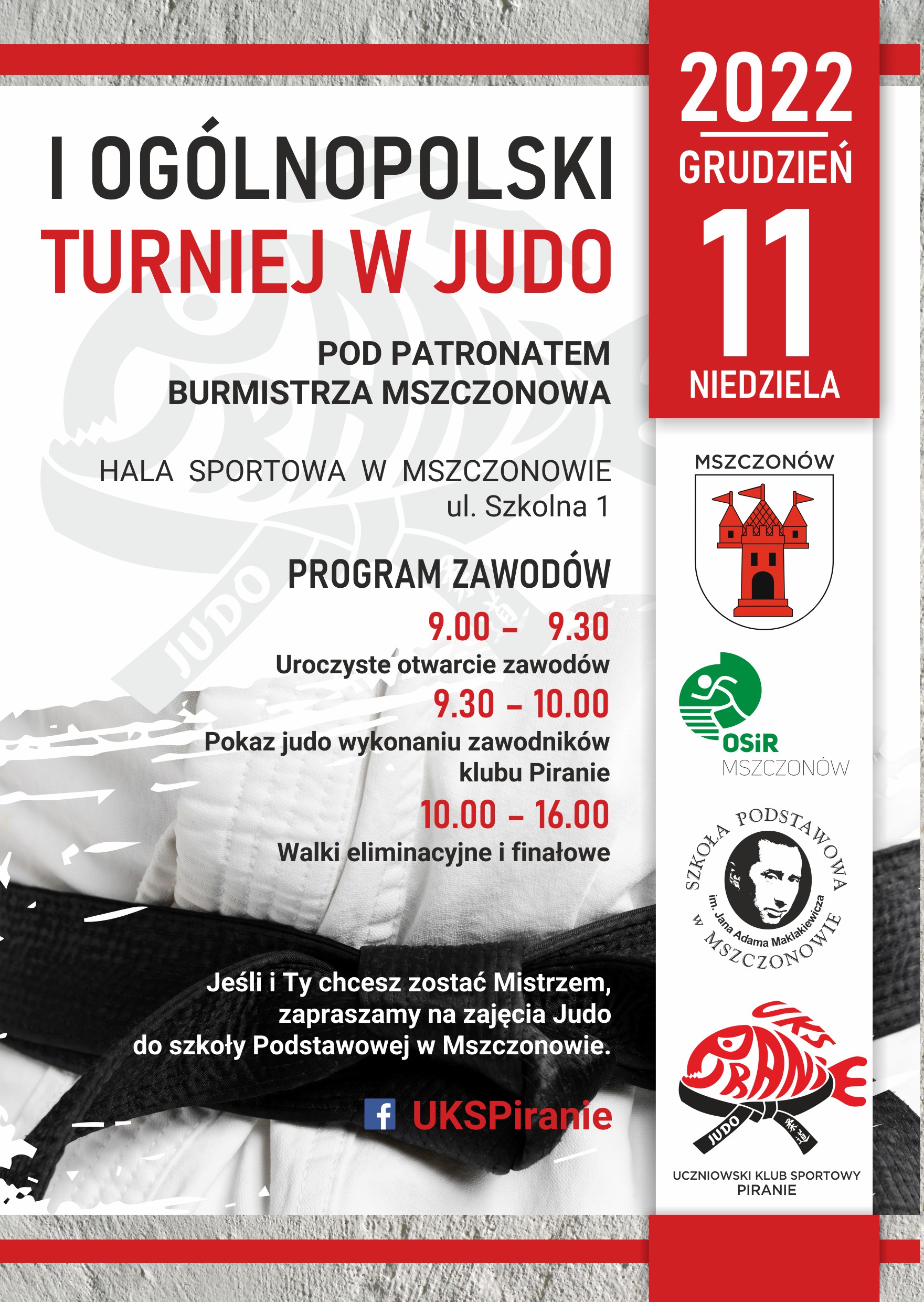 Plakat promujący I Ogólnopolski Turniej w Judo.