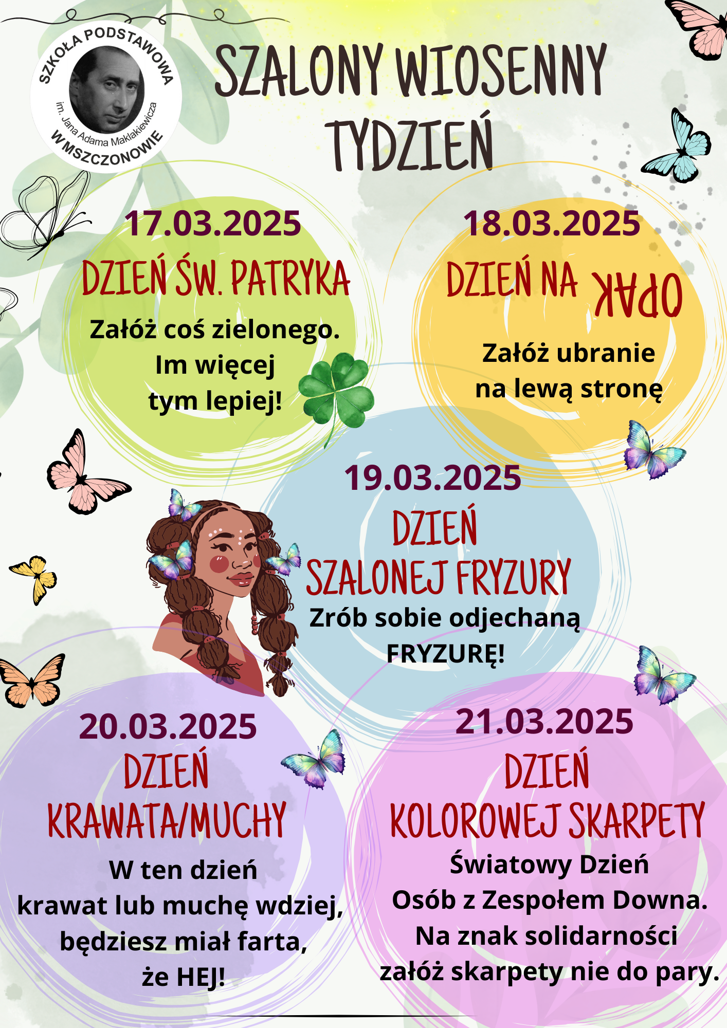 Plakat zawierający najwżniejsze informacje na temat "Szalonego wiosennego tygodnia"