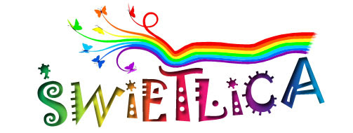 Napisz świetlica złożony z kolorowych liter.